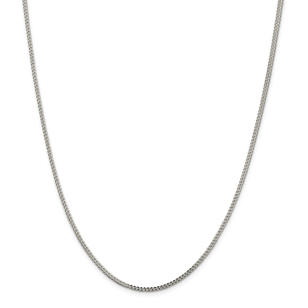 Million Charms 925 Sterling Silver 2.0mm Diamond-Cut Square Franco Necklace, Chain Length: 18 inches