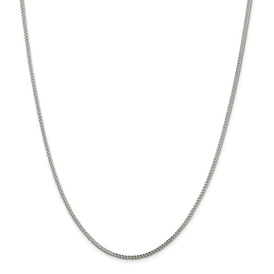 Million Charms 925 Sterling Silver 2.0mm Diamond-Cut Square Franco Necklace, Chain Length: 18 inches