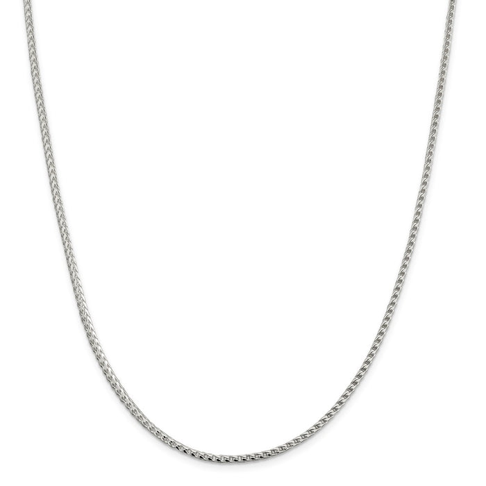 Million Charms 925 Sterling Silver 2.55mm Diamond-Cut Square Franco Necklace, Chain Length: 20 inches