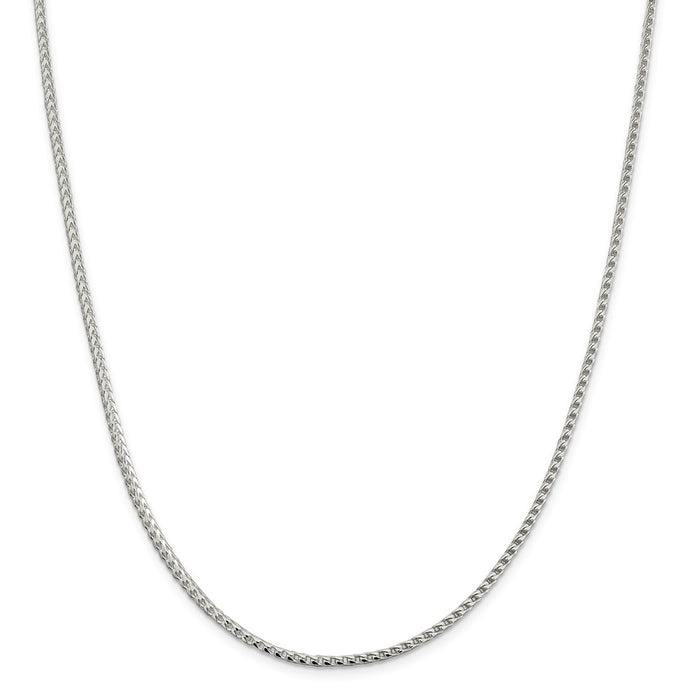 Million Charms 925 Sterling Silver 2.55mm Diamond-Cut Square Franco Necklace, Chain Length: 16 inches