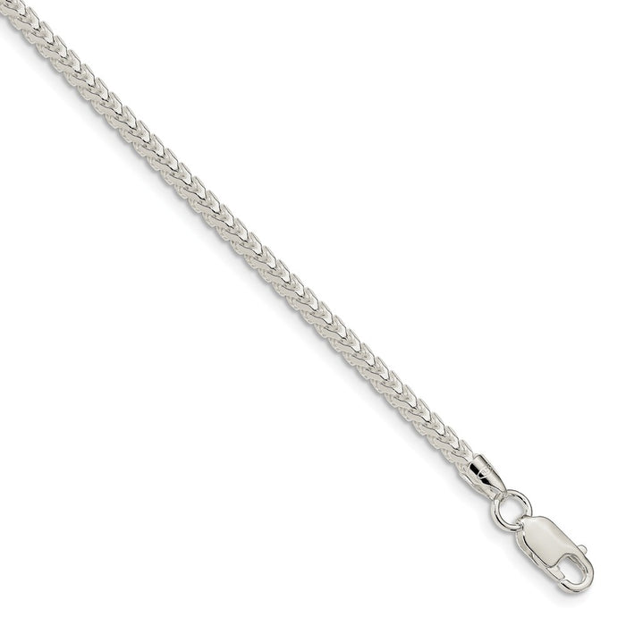 Million Charms 925 Sterling Silver 3.4mm Diamond-Cut Square Franco Necklace, Chain Length: 8 inches