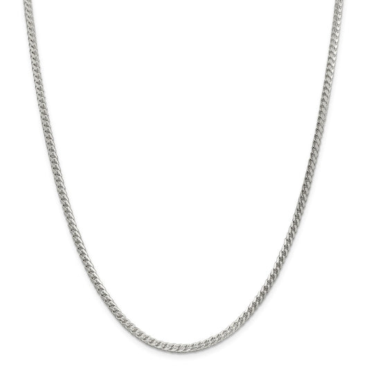 Million Charms 925 Sterling Silver 3.4mm Diamond-Cut Square Franco Necklace, Chain Length: 20 inches