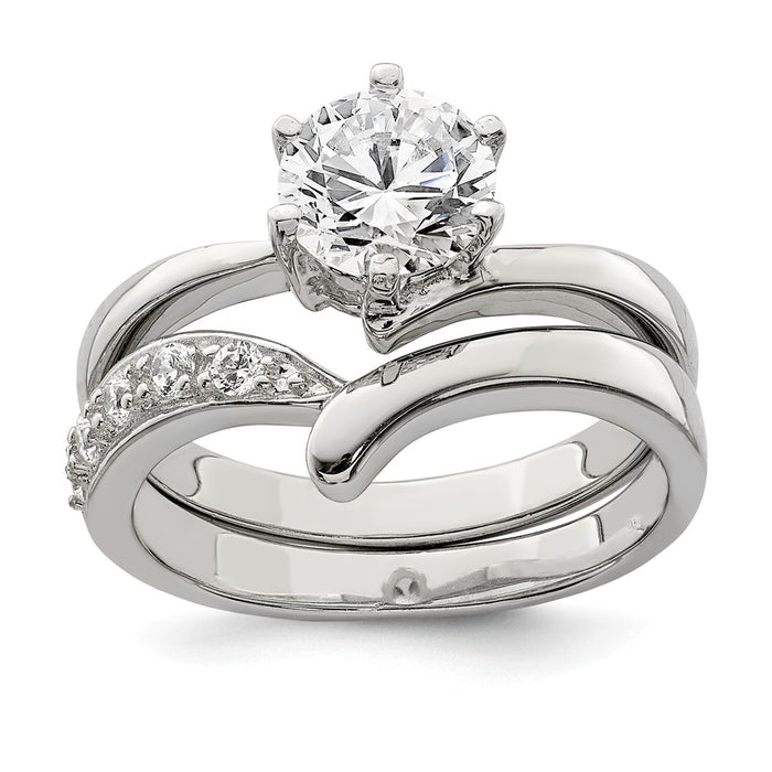 Stella Silver Jewelry Set - 925 Sterling Silver Rhodium-plated 2-piece Cubic Zirconia ( CZ ) Wedding Ring