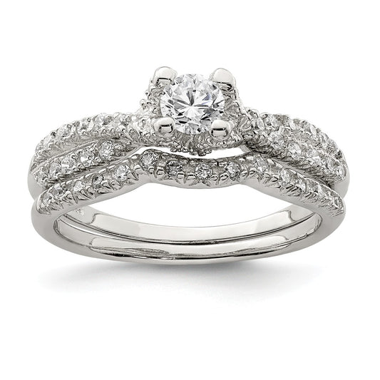 Stella Silver Jewelry Set - 925 Sterling Silver 2-Piece Cubic Zirconia ( CZ ) Wedding Set Ring
