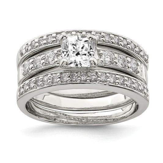 Stella Silver Jewelry Set - 925 Sterling Silver Cubic Zirconia ( CZ ) 3 Piece Wedding Set Ring