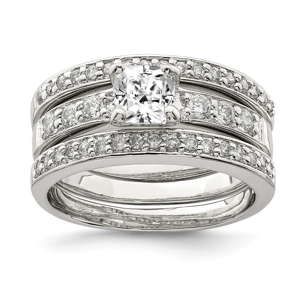 Stella Silver Jewelry Set - 925 Sterling Silver Cubic Zirconia ( CZ ) 3 Piece Wedding Set Ring