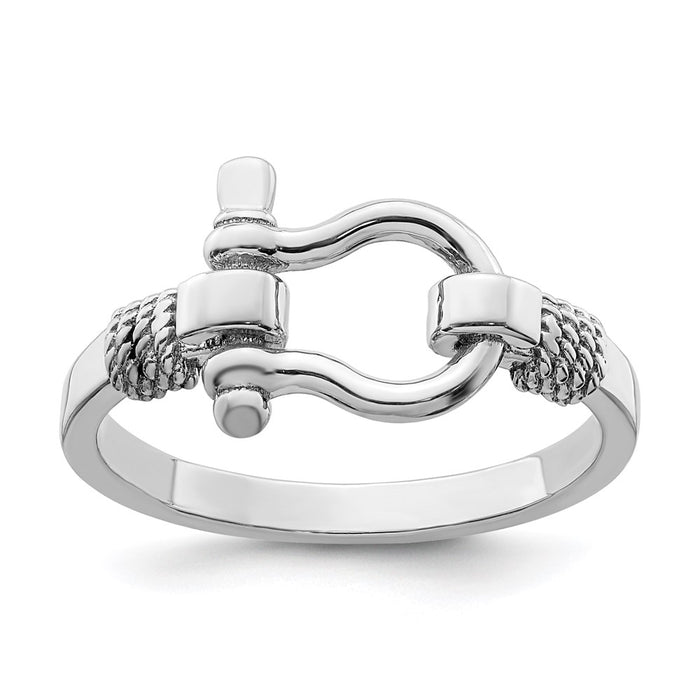 Million Charms 925 Sterling Silver Shackle Ring With Rope Edge (Size 7)
