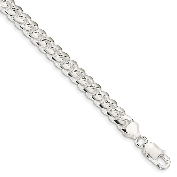 Million Charms 925 Sterling Silver 7.35mm Domed Curb Chain, Chain Length: 9 inches