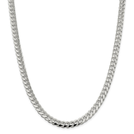 Million Charms 925 Sterling Silver 7.35mm Domed Curb Chain, Chain Length: 18 inches