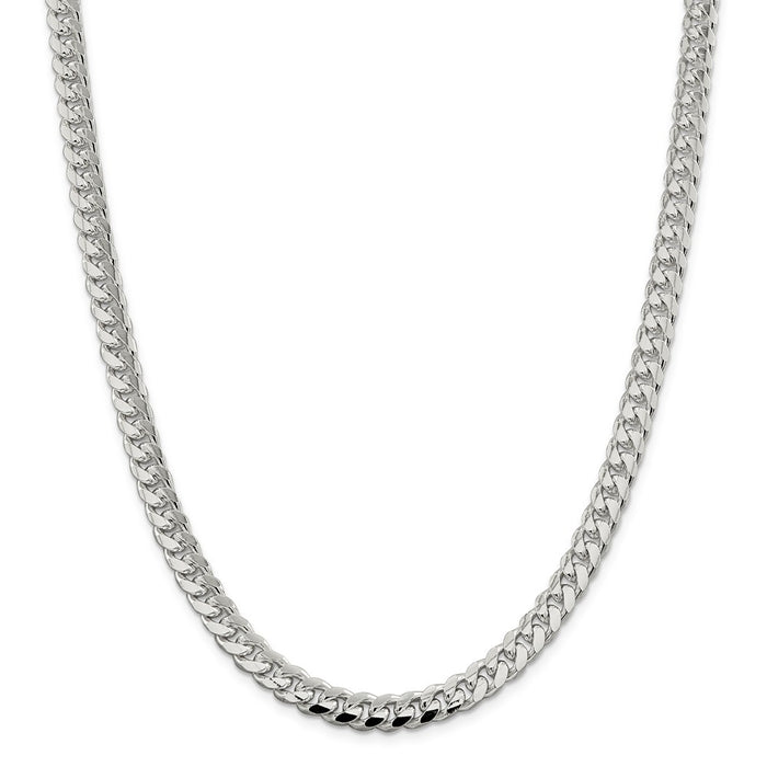 Million Charms 925 Sterling Silver 7.35mm Domed Curb Chain, Chain Length: 26 inches