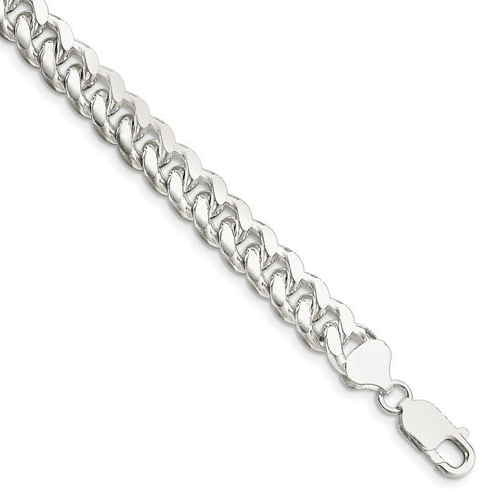 Million Charms 925 Sterling Silver 8.5mm Domed Curb Chain, Chain Length: 7 inches