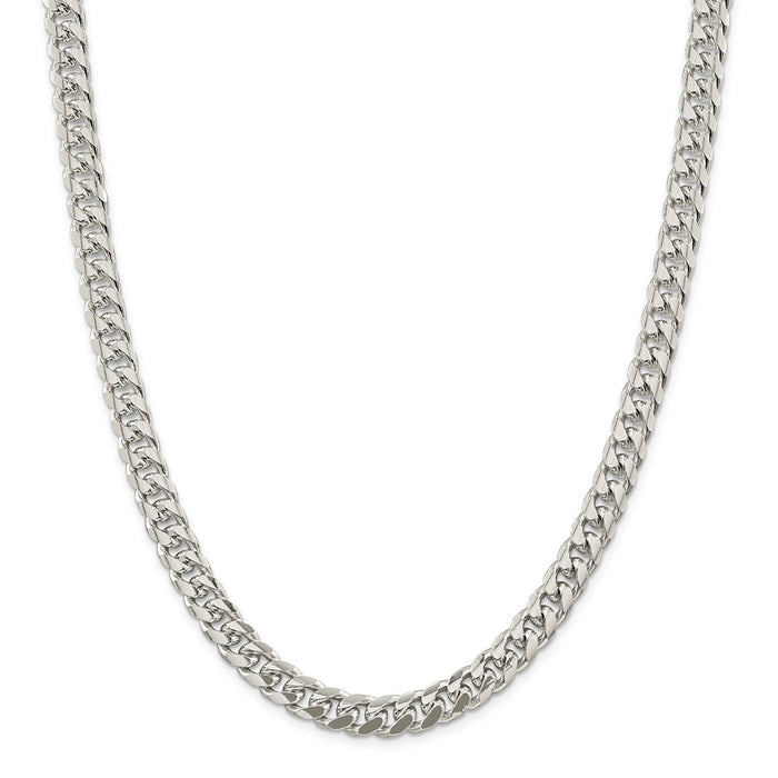 Million Charms 925 Sterling Silver 8.5mm Domed Curb Chain, Chain Length: 22 inches