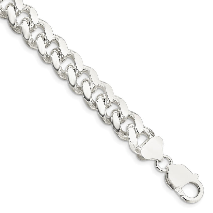 Million Charms 925 Sterling Silver 10.5mm Domed Curb Chain, Chain Length: 9 inches