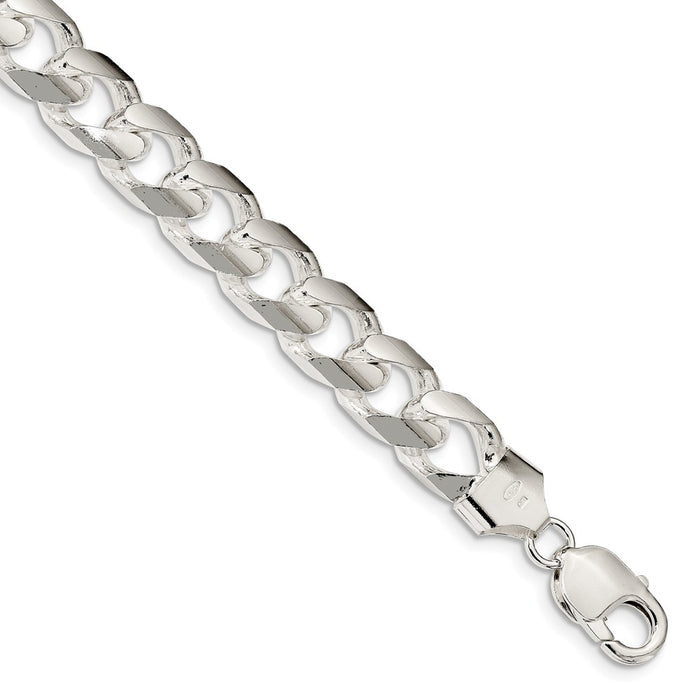 Million Charms 925 Sterling Silver 11.0mm Domed Curb Chain, Chain Length: 9 inches