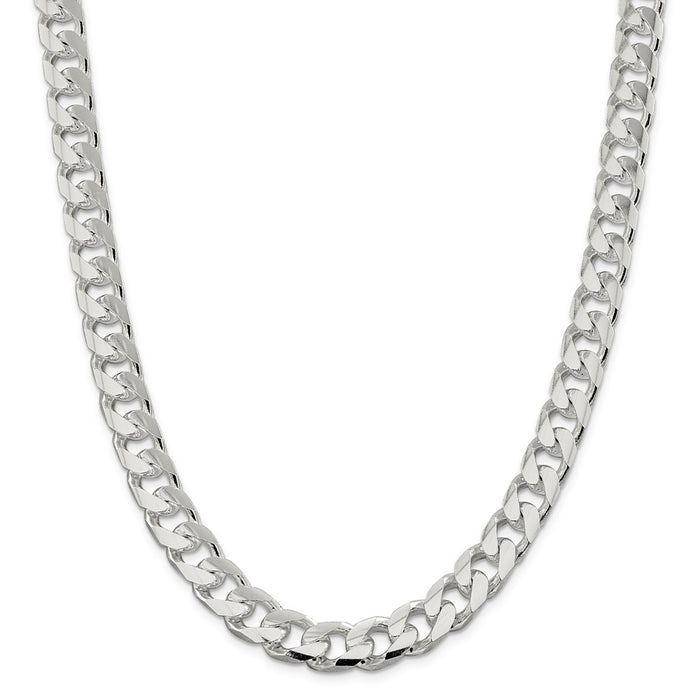 Million Charms 925 Sterling Silver 11.0mm Domed Curb Chain, Chain Length: 26 inches
