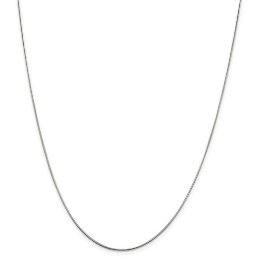 Million Charms 925 Sterling Silver Rhodium-plated .8mm Round Snake Chain, Chain Length: 20 inches