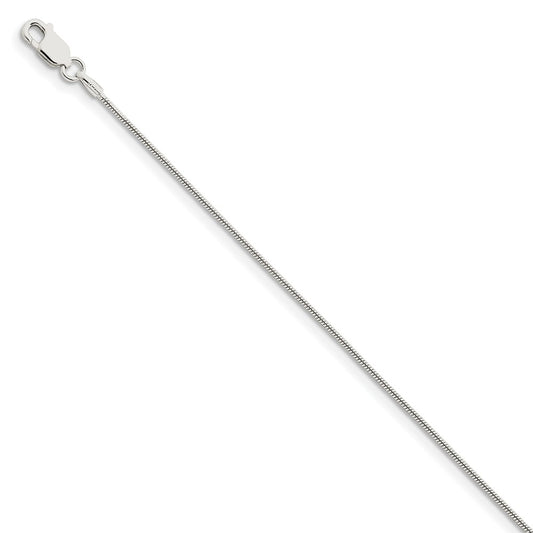 Million Charms 925 Sterling Silver 1mm Round Snake Chain, Chain Length: 9 inches