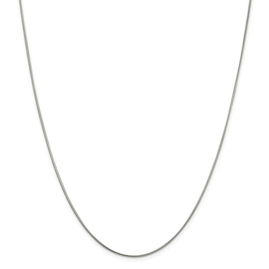 Million Charms 925 Sterling Silver Rhodium-plated 1mm Round Snake Chain, Chain Length: 20 inches