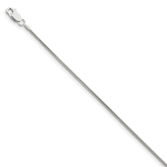 Million Charms 925 Sterling Silver 1.2mm Round Snake Chain, Chain Length: 7 inches