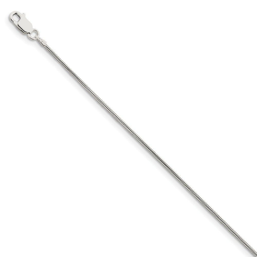 Million Charms 925 Sterling Silver 1.2mm Round Snake Chain, Chain Length: 9 inches