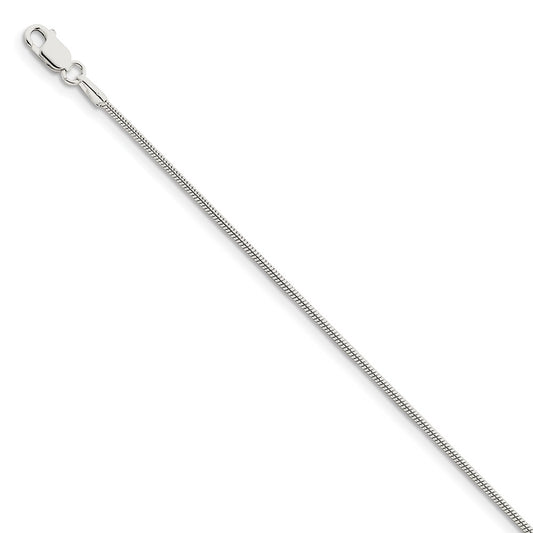 Million Charms 925 Sterling Silver 1.25mm Round Snake Chain, Chain Length: 7 inches