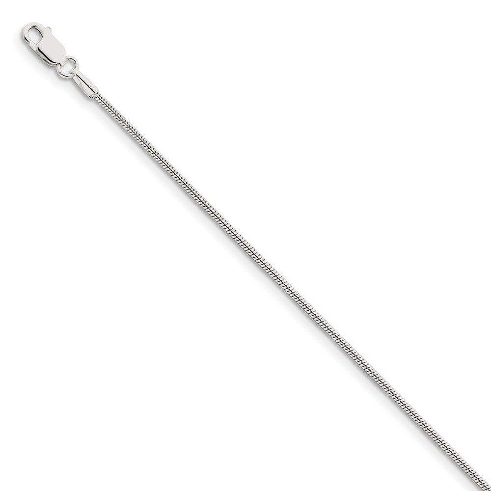 Million Charms 925 Sterling Silver 1.25mm Round Snake Chain, Chain Length: 8 inches