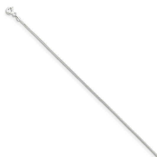Million Charms 925 Sterling Silver 1.2mm Round Snake Chain, Chain Length: 8 inches