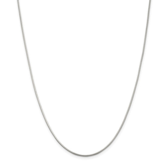 Million Charms 925 Sterling Silver 1.2mm Round Snake Chain, Chain Length: 18 inches