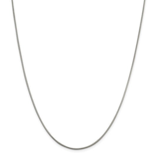 Million Charms 925 Sterling Silver 1.5mm Round Snake Chain, Chain Length: 24 inches