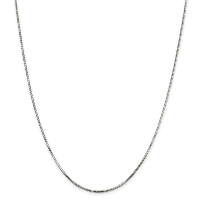 Million Charms 925 Sterling Silver 1.5mm Round Snake Chain, Chain Length: 24 inches