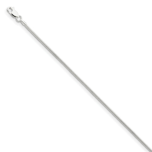 Million Charms 925 Sterling Silver 1.6mm Round Snake Chain, Chain Length: 8 inches