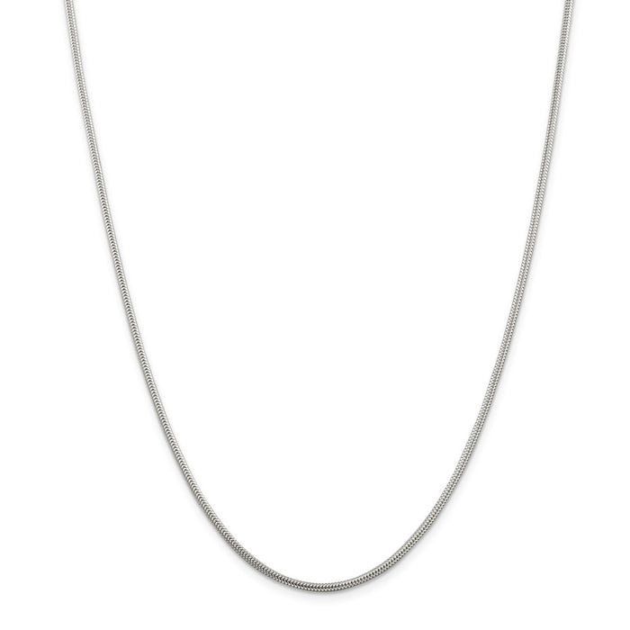 Million Charms 925 Sterling Silver 1.6mm Round Snake Chain, Chain Length: 16 inches