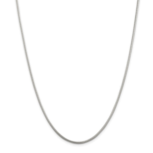Million Charms 925 Sterling Silver 1.6mm Round Snake Chain, Chain Length: 24 inches