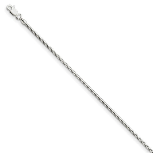 Million Charms 925 Sterling Silver 2mm Round Snake Chain, Chain Length: 7 inches