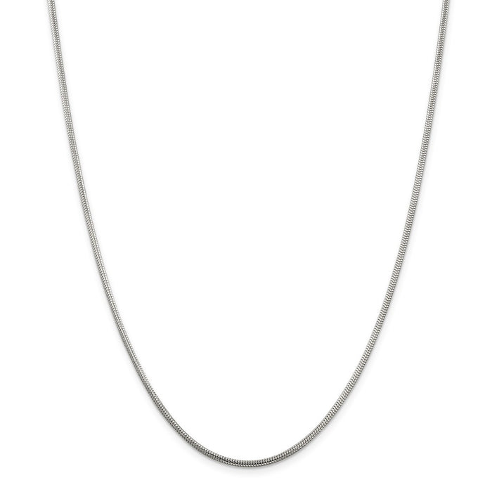 Million Charms 925 Sterling Silver 2mm Round Snake Chain, Chain Length: 20 inches