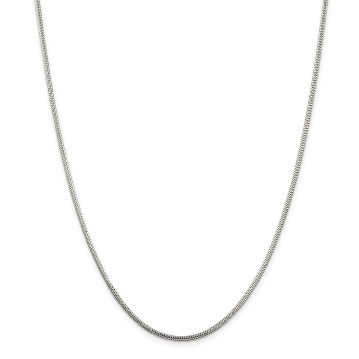 Million Charms 925 Sterling Silver 2mm Round Snake Chain, Chain Length: 24 inches