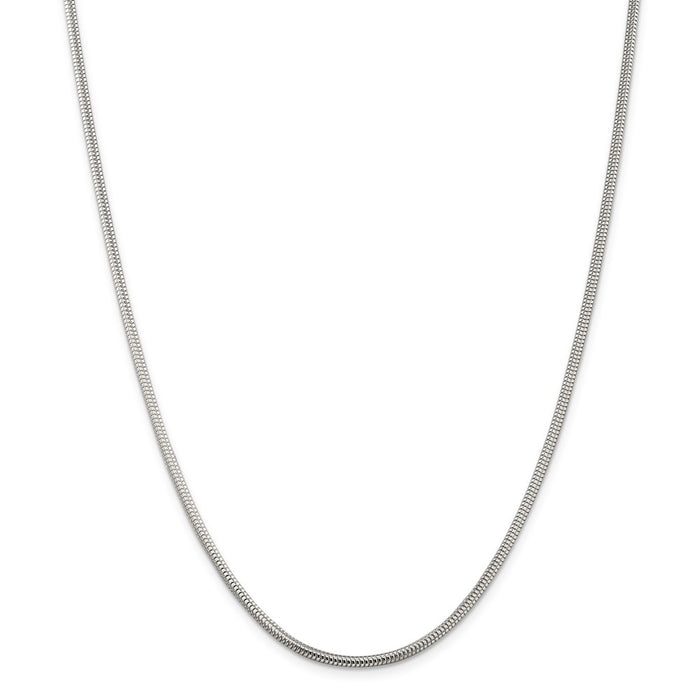 Million Charms 925 Sterling Silver 2.5mm Round Snake Chain, Chain Length: 30 inches