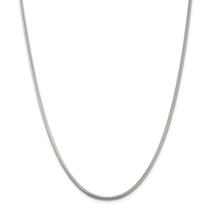 Million Charms 925 Sterling Silver 2.5mm Round Snake Chain, Chain Length: 16 inches