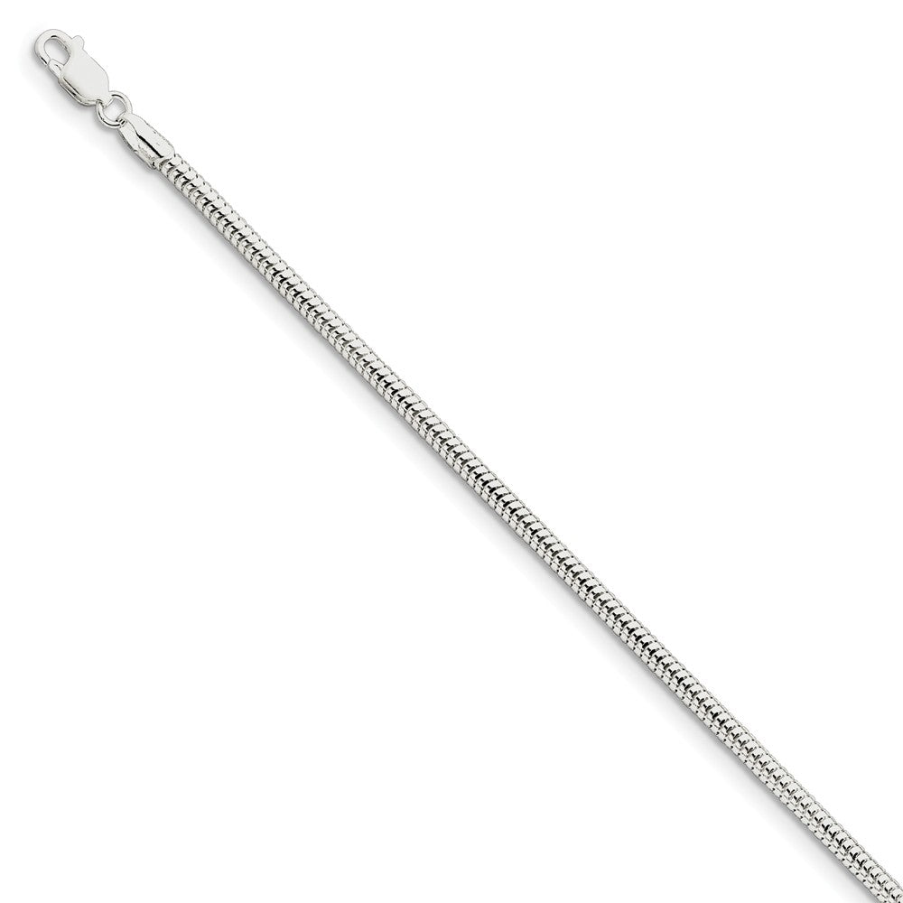 Million Charms 925 Sterling Silver 3.00mm Round Snake Chain, Chain Length: 7 inches