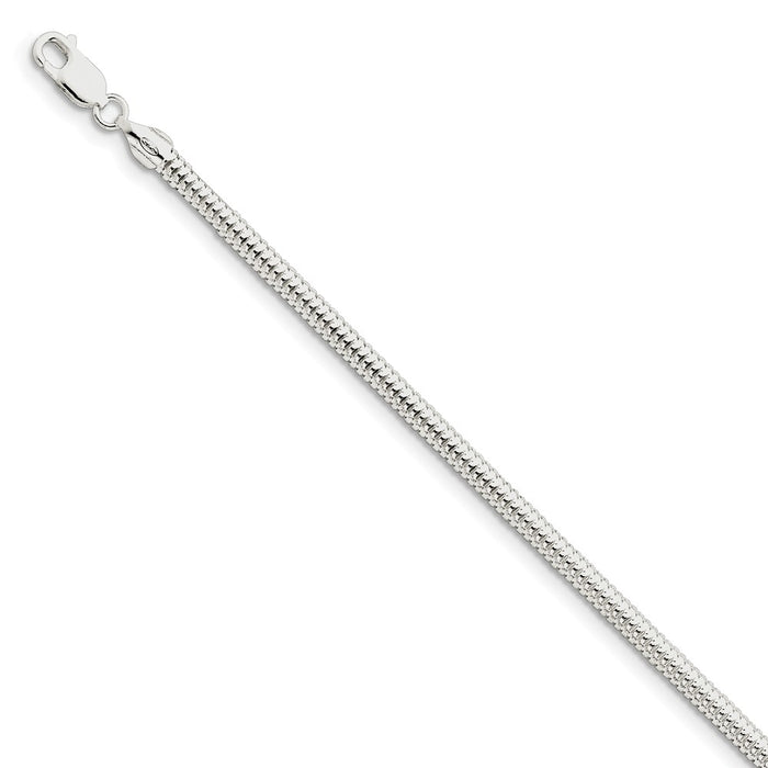Million Charms 925 Sterling Silver 4.00mm Round Snake Chain, Chain Length: 8 inches