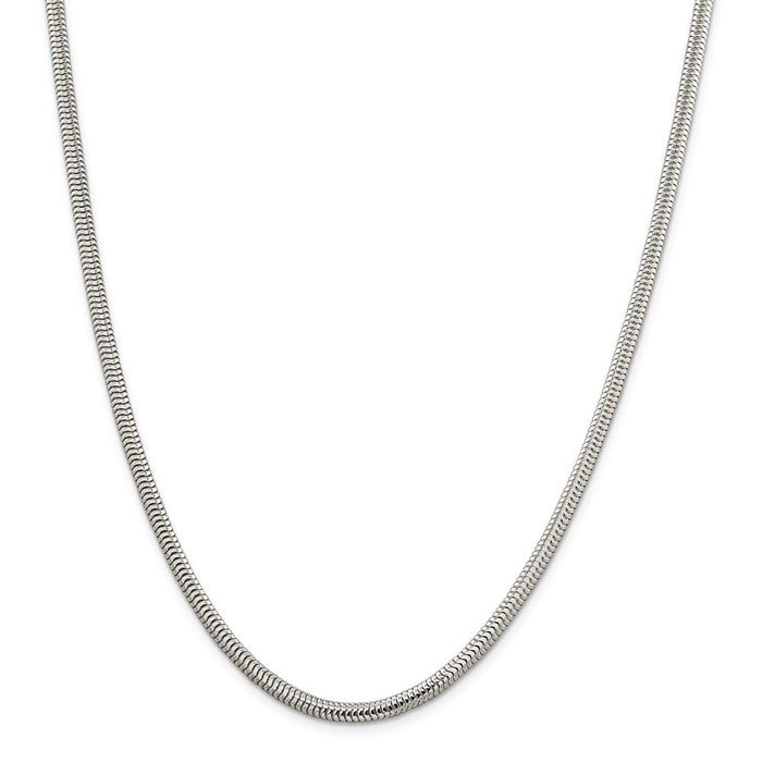 Million Charms 925 Sterling Silver 4.00mm Round Snake Chain, Chain Length: 24 inches
