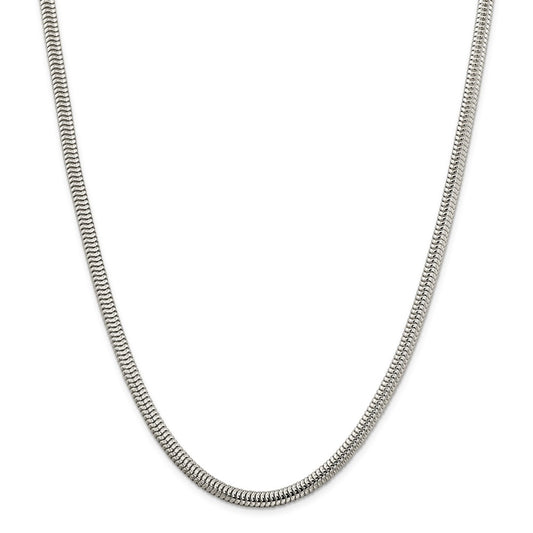 Million Charms 925 Sterling Silver 5mm Round Snake Chain, Chain Length: 18 inches