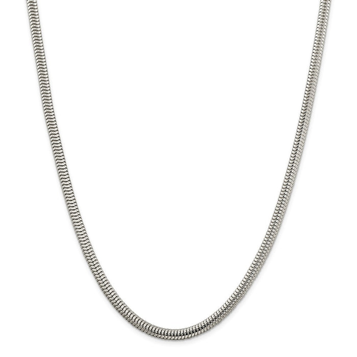Million Charms 925 Sterling Silver 5mm Round Snake Chain, Chain Length: 18 inches
