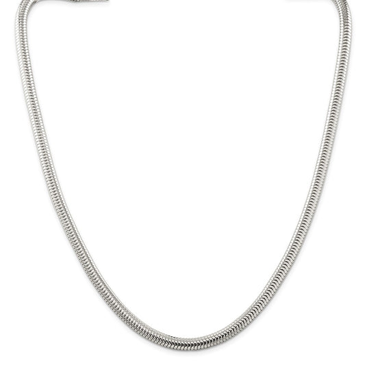 Million Charms 925 Sterling Silver 6mm Round Snake Chain, Chain Length: 18 inches