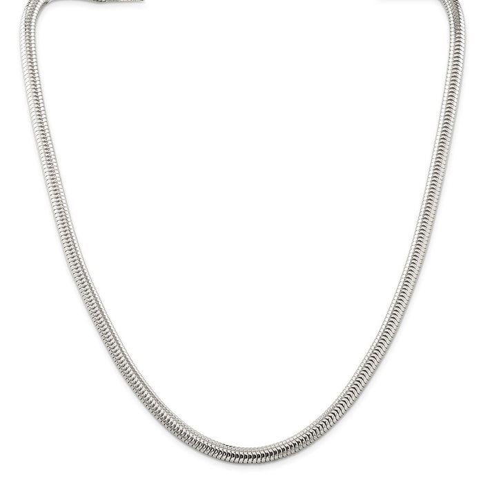 Million Charms 925 Sterling Silver 6mm Round Snake Chain, Chain Length: 18 inches
