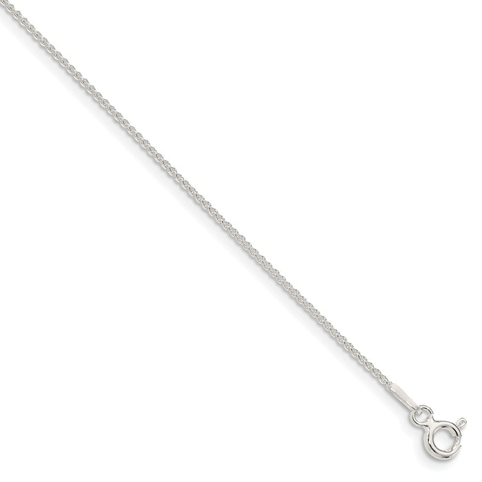 Million Charms 925 Sterling Silver 1.0mm Round Spiga Necklace, Chain Length: 18 inches