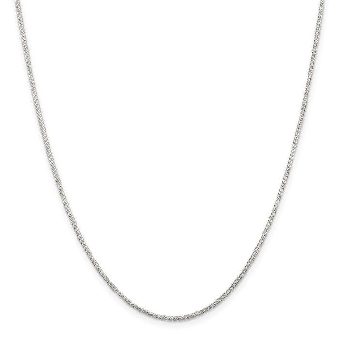 Million Charms 925 Sterling Silver Rhodium Plated 1.25mm Round Spiga Necklace, Chain Length: 22 inches