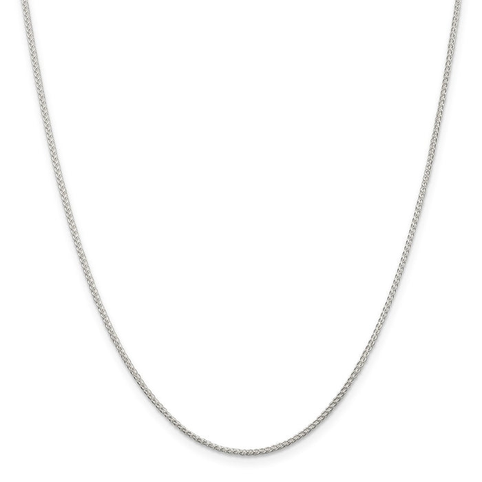 Million Charms 925 Sterling Silver Rhodium Plated 1.25mm Round Spiga Necklace, Chain Length: 26 inches