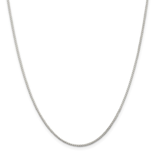 Million Charms 925 Sterling Silver Rhodium Plated 1.25mm Round Spiga Necklace, Chain Length: 28 inches