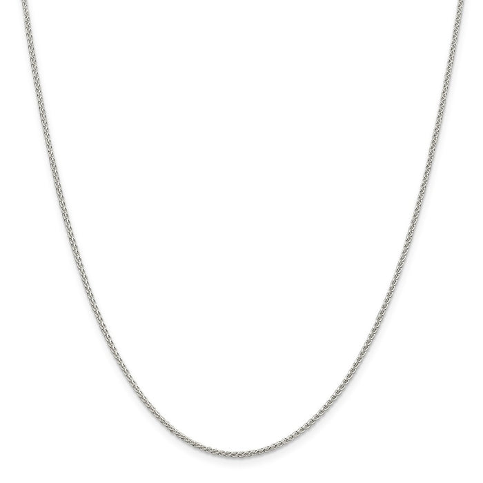 Million Charms 925 Sterling Silver Rhodium Plated 1.5mm Round Spiga Necklace, Chain Length: 22 inches